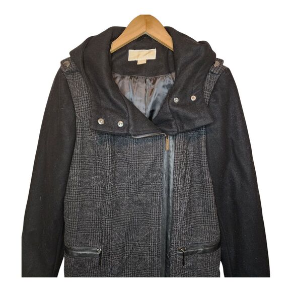 Michael Kors Wool Coat Womens 10 Hooded Pockets NWT $360 Dark Gray - Picture 3 of 14
